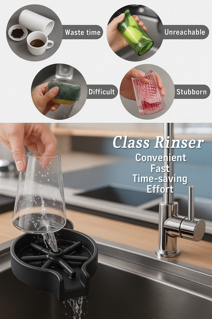 Portable dishwasher for cups and glasses running on kitchen counter